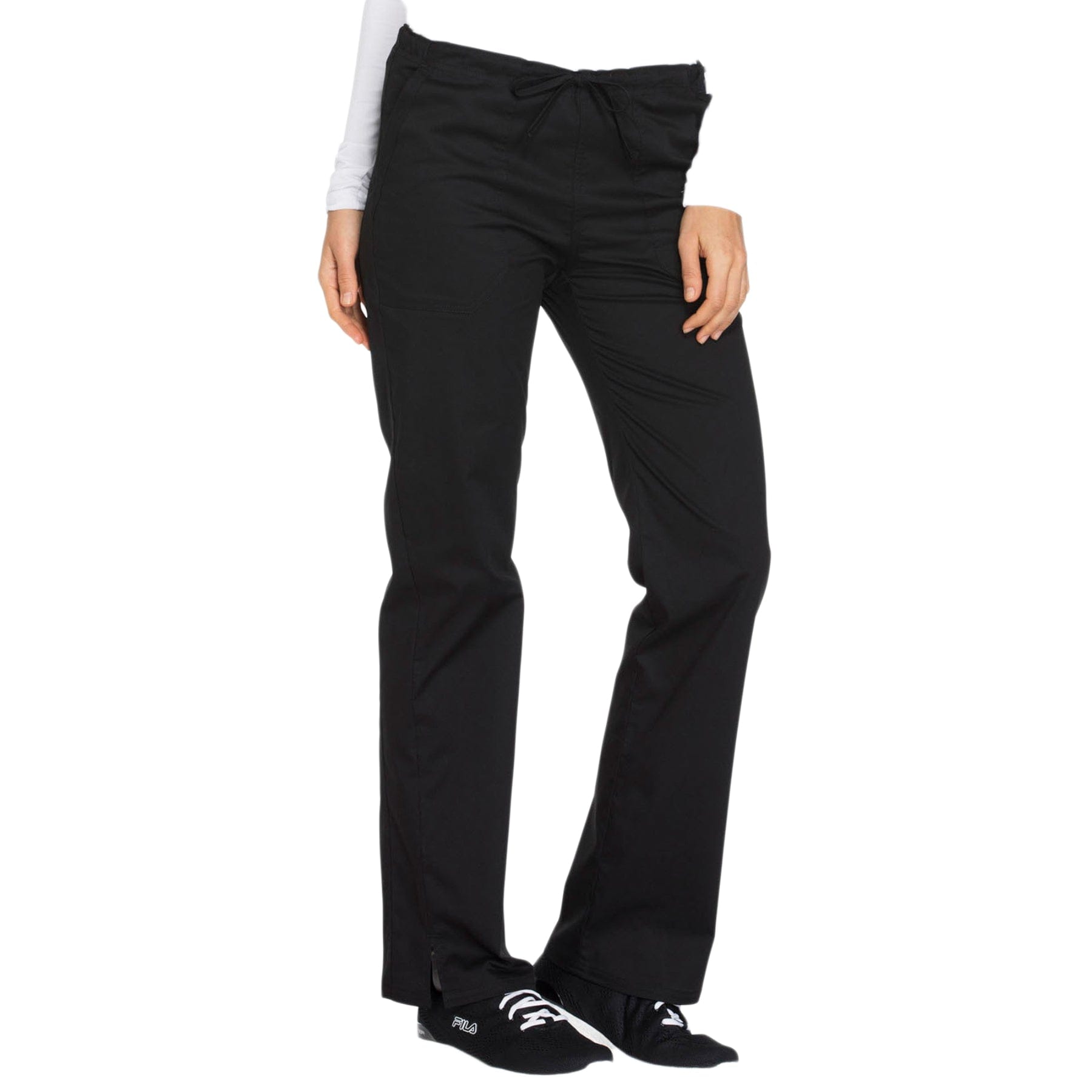 Cherokee Scrubs Pants 5XL / Regular Cherokee WW130 Mid Rise Straight Leg Drawstring Pant Black