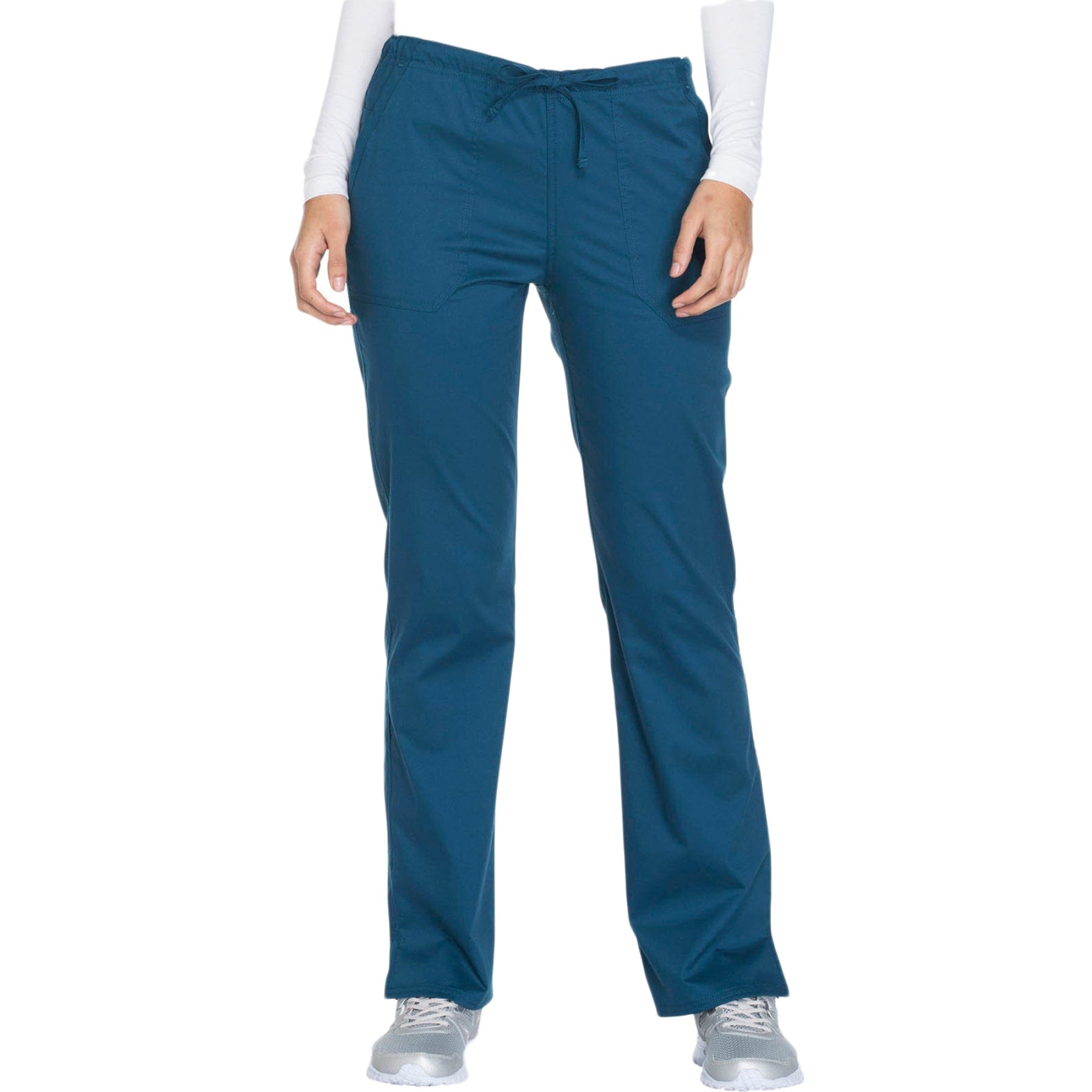 Cherokee Scrubs Pants Cherokee WW130 Mid Rise Straight Leg Drawstring Pant Caribbean Blue