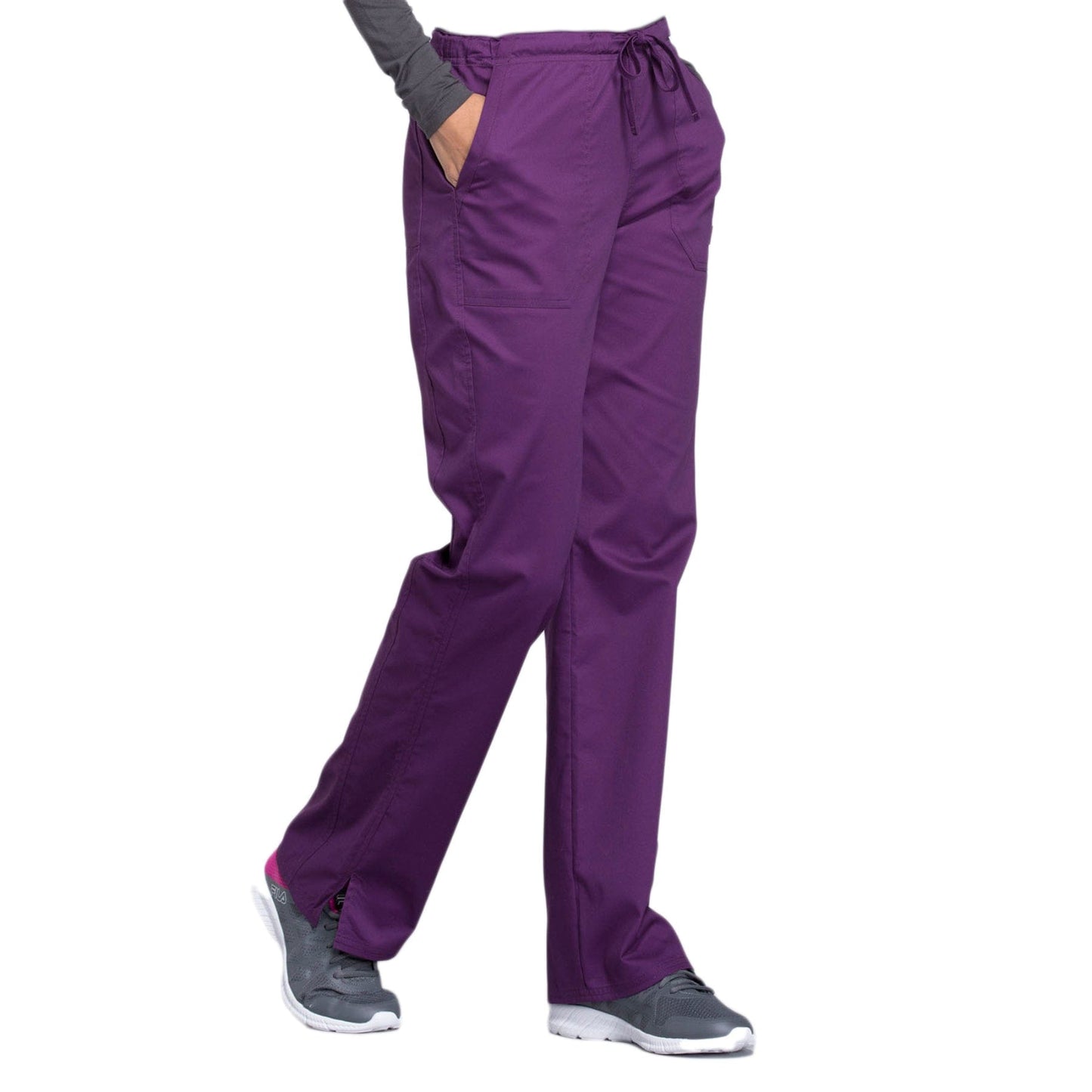 Cherokee Scrubs Pants 2XL / Regular Cherokee WW130 Mid Rise Straight Leg Drawstring Pant Eggplant