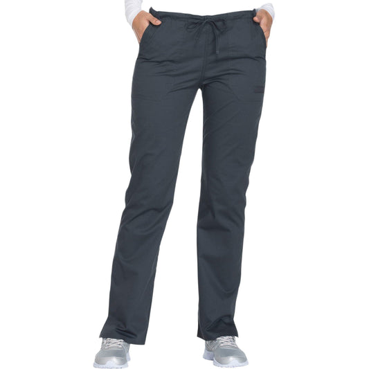 Cherokee Scrubs Pants M / Tall Length Cherokee WW130 Mid Rise Straight Leg Drawstring Pant Pewter