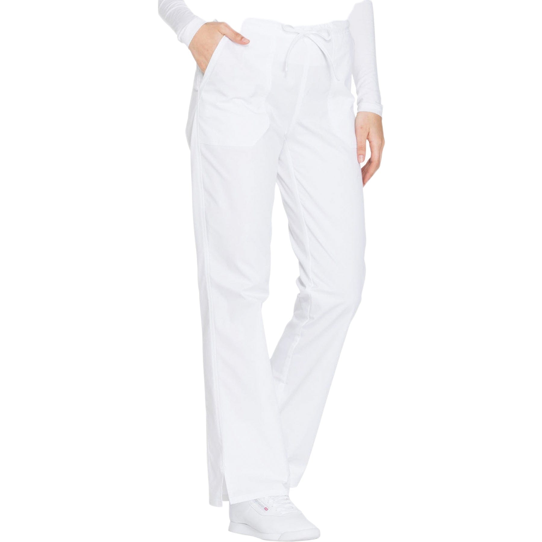 Cherokee Scrubs Pants XL / Regular Cherokee WW130 Mid Rise Straight Leg Drawstring Pant White