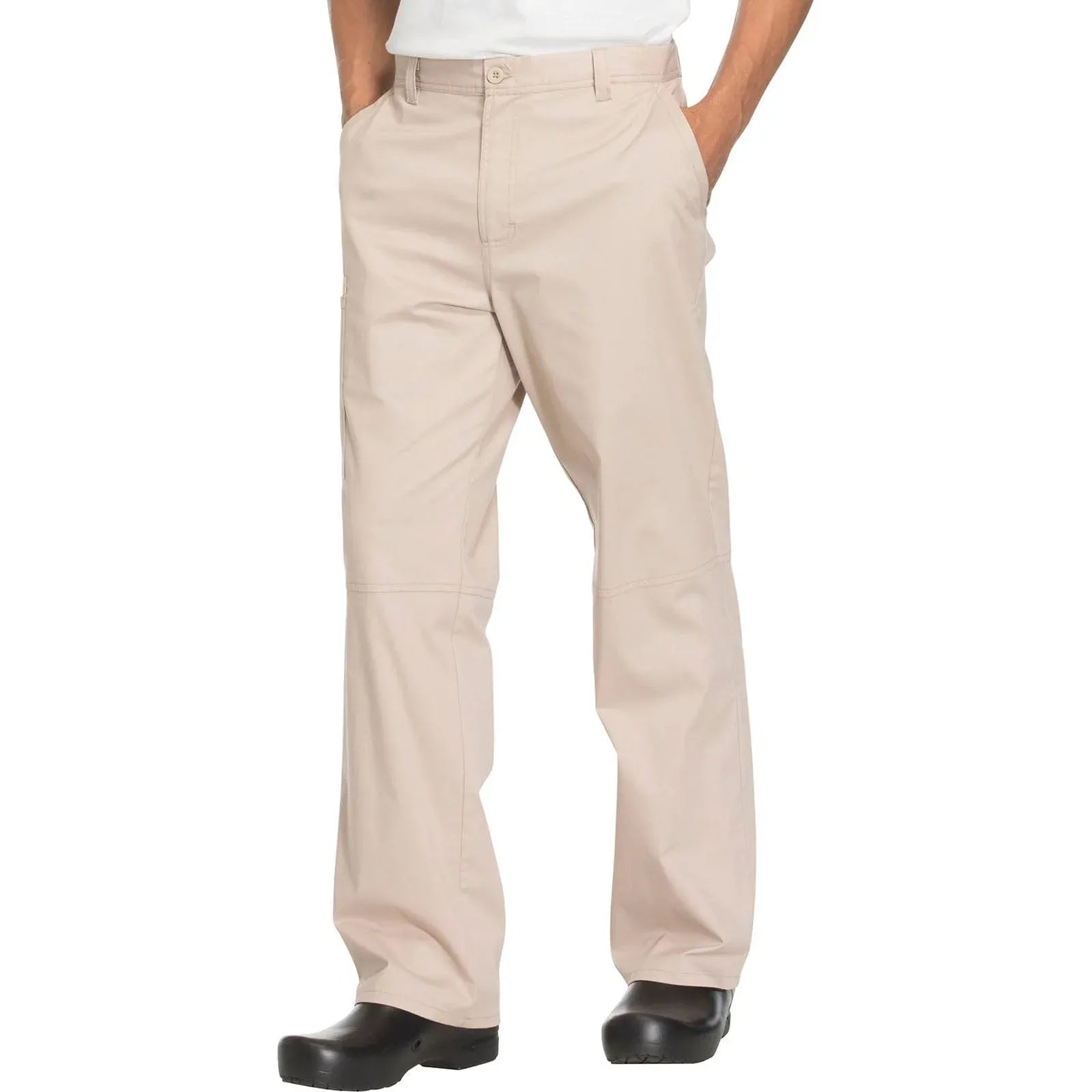 Cherokee Scrubs Pants Cherokee WW200 Khaki Core Stretch Mens Fly Front Pant