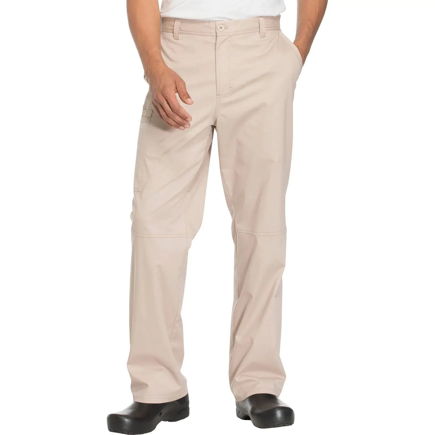 Cherokee Scrubs Pants Cherokee WW200 Khaki Core Stretch Mens Fly Front Pant