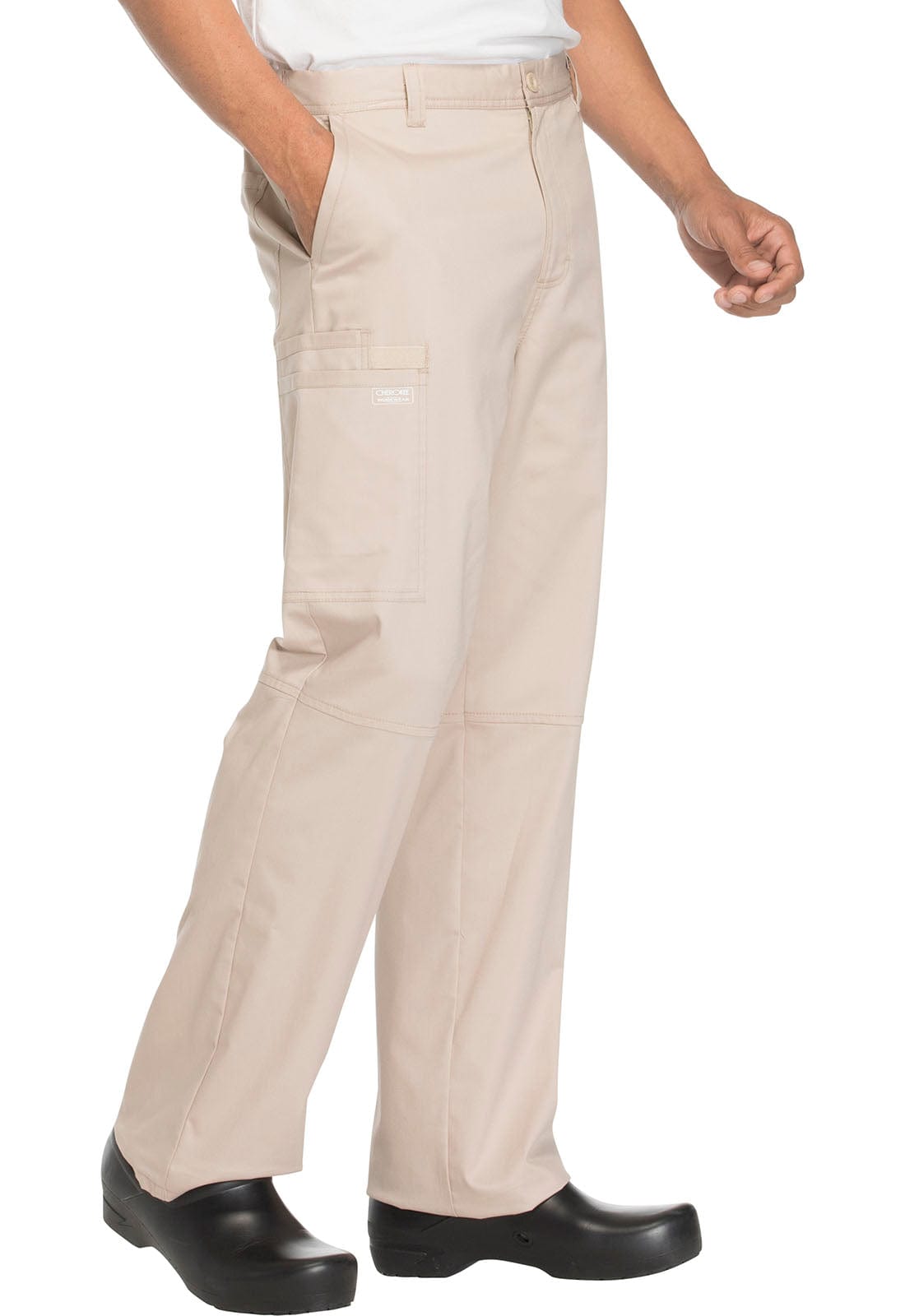 Cherokee Scrubs Pants S / Short leg Cherokee WW200 Khaki Core Stretch Mens Fly Front Pant
