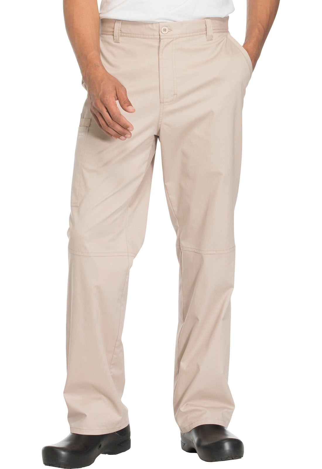 Cherokee Scrubs Pants Cherokee WW200 Khaki Core Stretch Mens Fly Front Pant