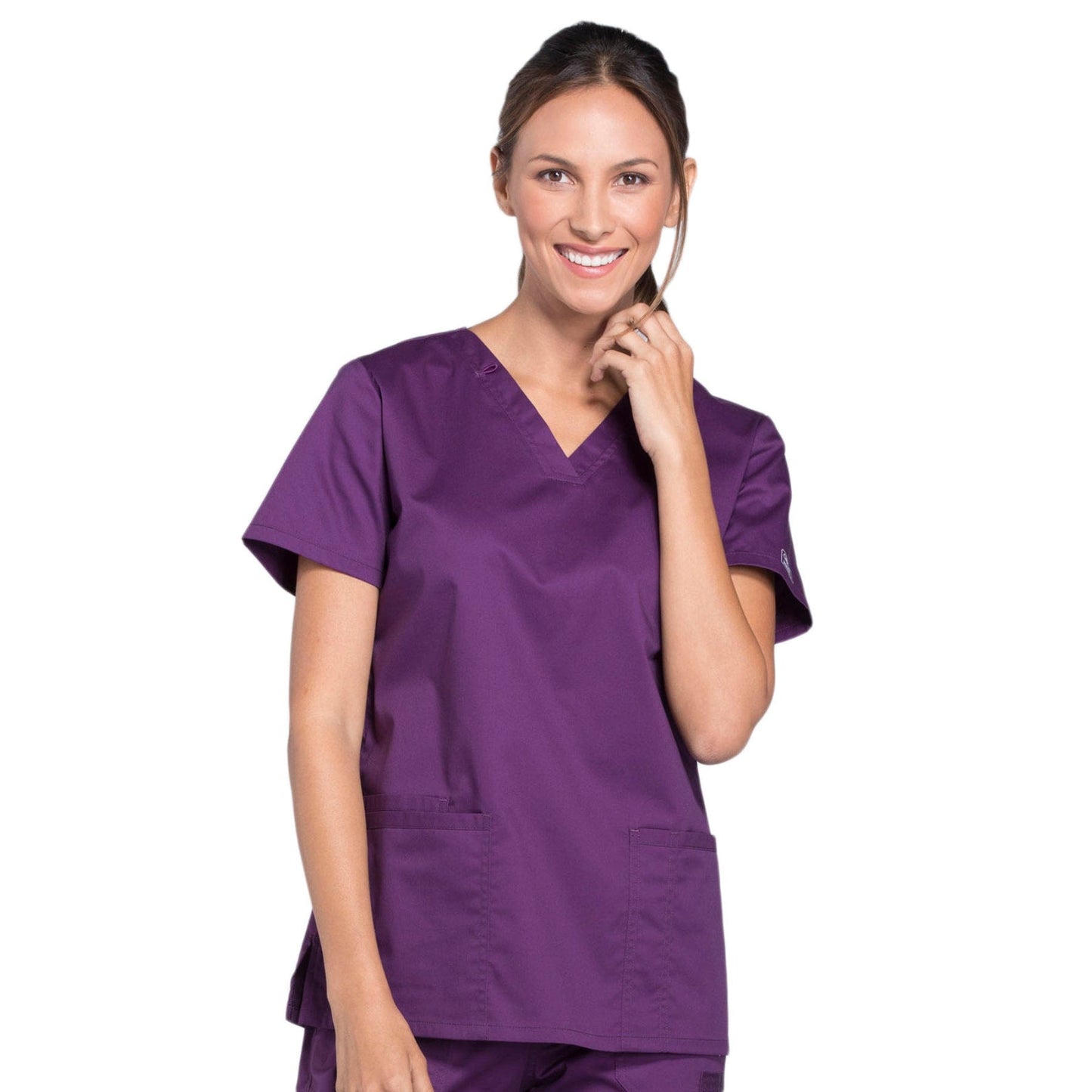 Cherokee Scrubs Top XXS Cherokee WW630 Eggplant - Core Stretch V-Neck Top