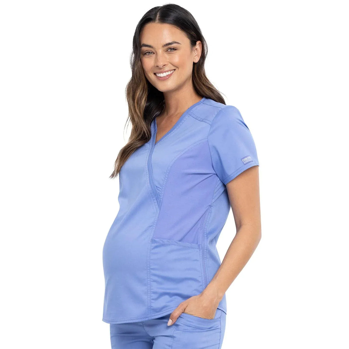 Cherokee WW688 Maternity Mock Wrap Top in Ciel Blue – Medshop Australia