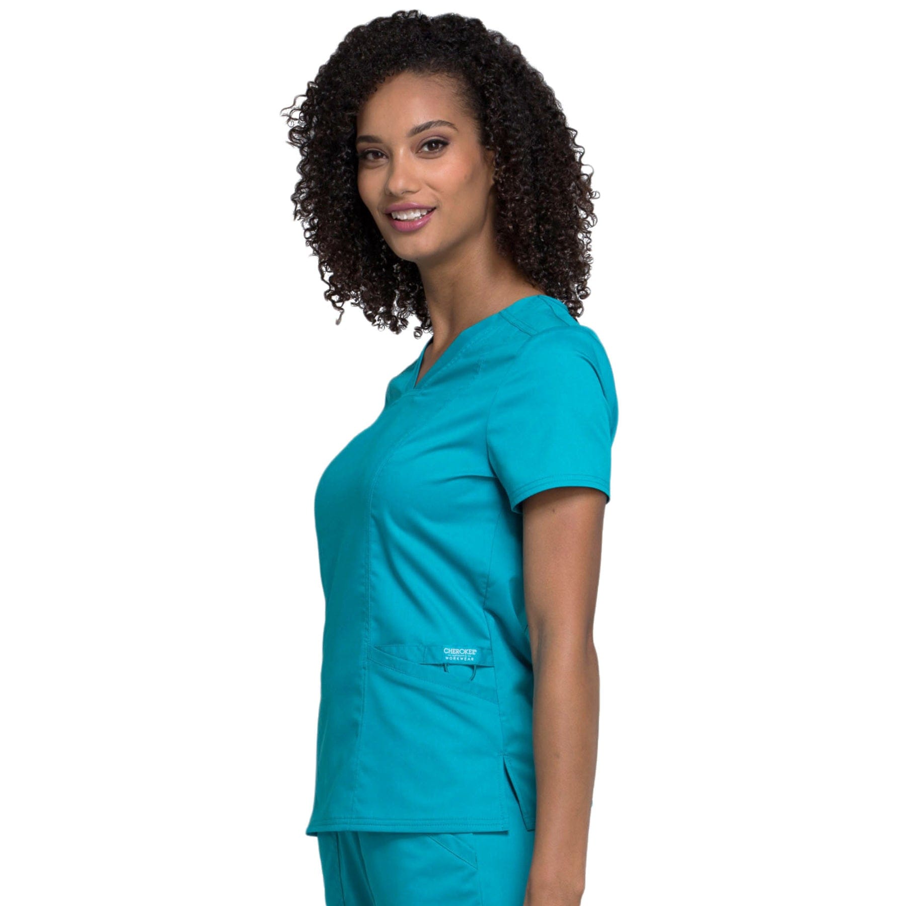 Cherokee Scrub Tops Cherokee WW710 Teal Blue - Revolution V-Neck Scrub Top