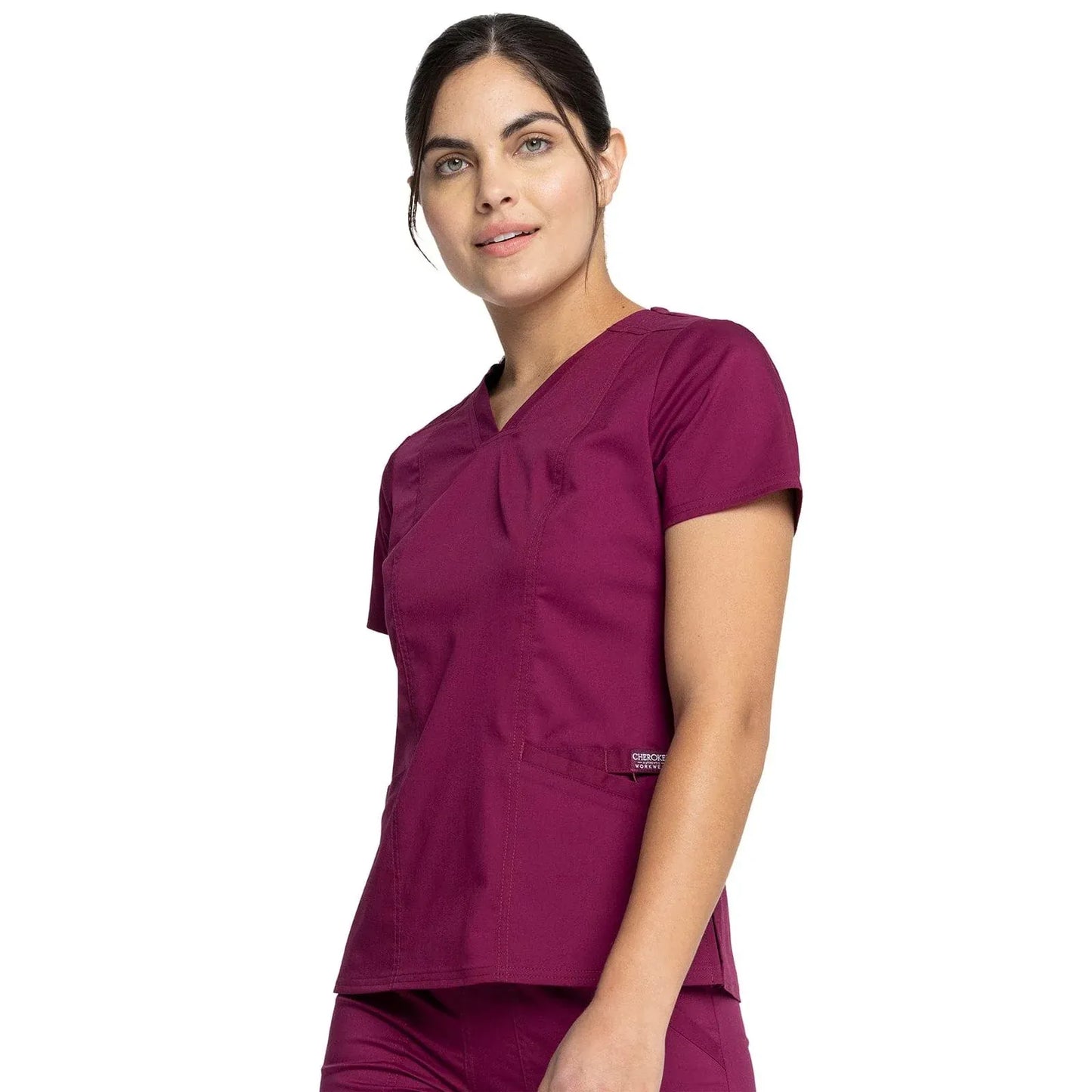 Cherokee Scrubs Top Cherokee WW710 Wine - Revolution V-Neck Scrub Top