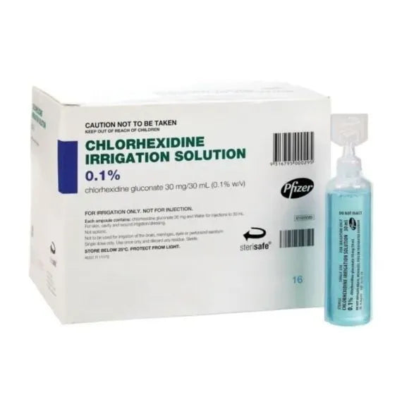 Chlorhexidine Gluconate 0.1% Irrigation Solution 30mL Sterile
