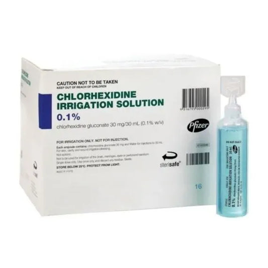 Chlorhexidine Gluconate 0.1% Irrigation Solution 30mL Sterile