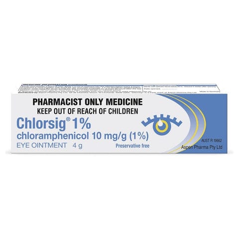 Aspen Pharmaceuticals Eye Ointments Chlorsig Eye Ointment 4g - Chloramphenicol 1%