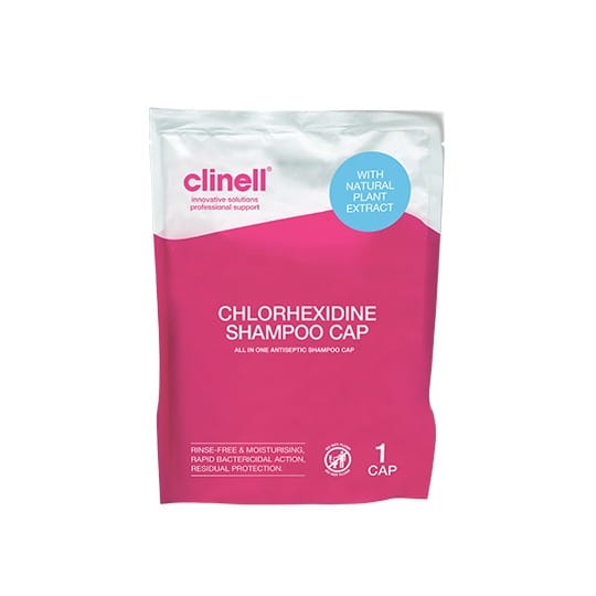 Clinell Chlorhexidine Shampoo Cap – Rinse-Free, Single-Use Hair Wash – product