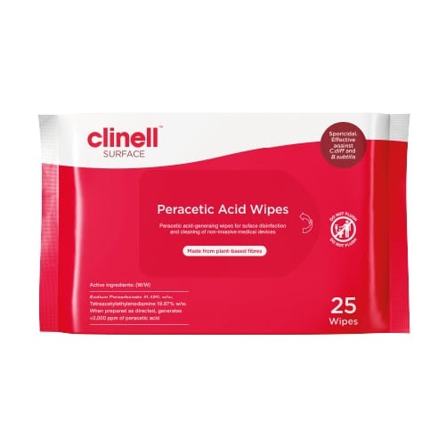 Clinell Peracetic Acid Sporicidal Wipes – 25 Wipes – image 2