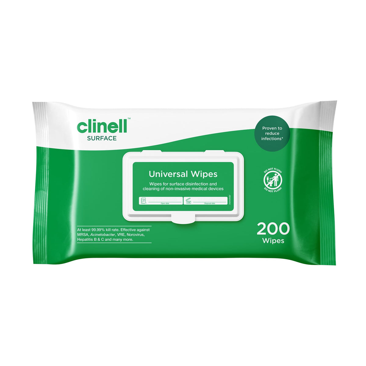 Clinell Universal Disinfectant Wipes – Soft Pack, 200 Wipes – product