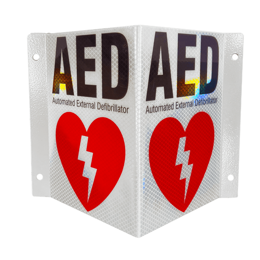 Clinicart Clinicart AED V-Wall Sign with Reflective Label