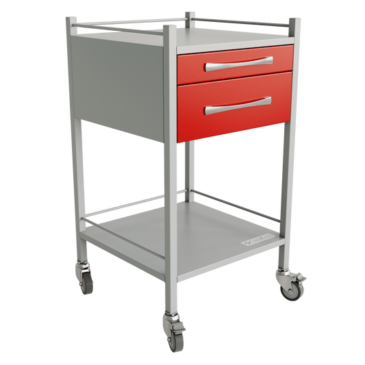 Clinicart Dressing Instrument Trolley Red 2 Drawer