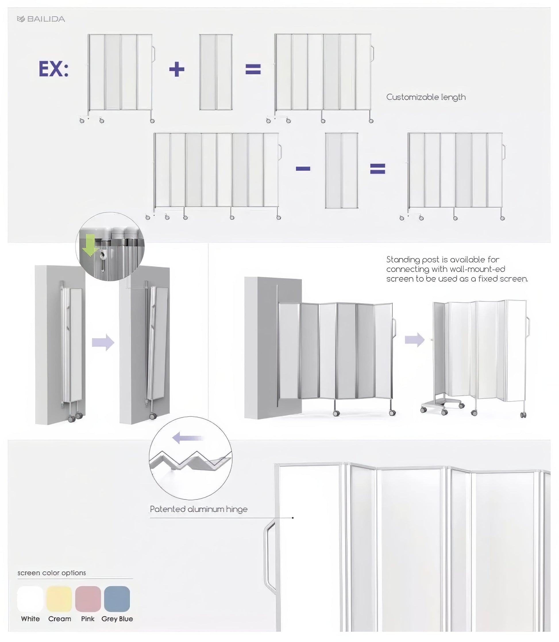 Clinicart Mobile Screens Clinicart Folding Mobile Screen 10 Panel