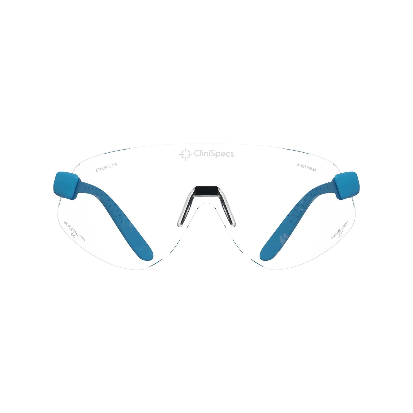 CliniSpecs Medical Safety Glasses Aero Sky with Black Nose