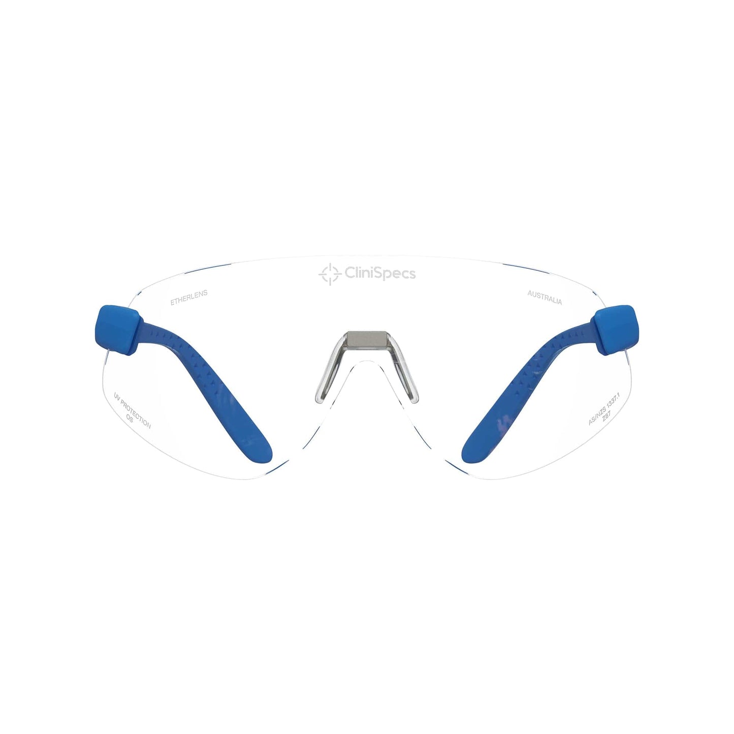 CliniSpecs Medical Safety Glasses Elite Cobalt with Silver Nose