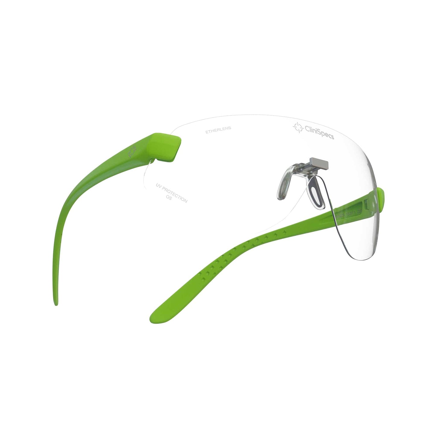 CliniSpecs Medical Safety Glasses Luminous Lime with Silver Nose