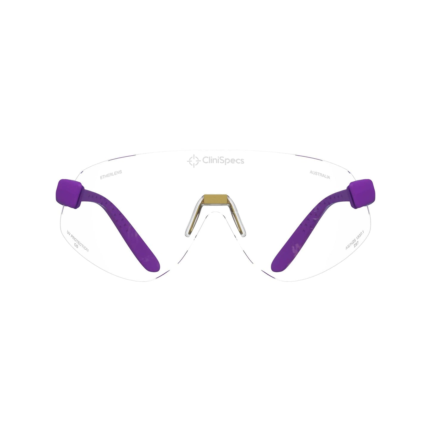 CliniSpecs Medical Safety Glasses Noble Purple with Gold Nose