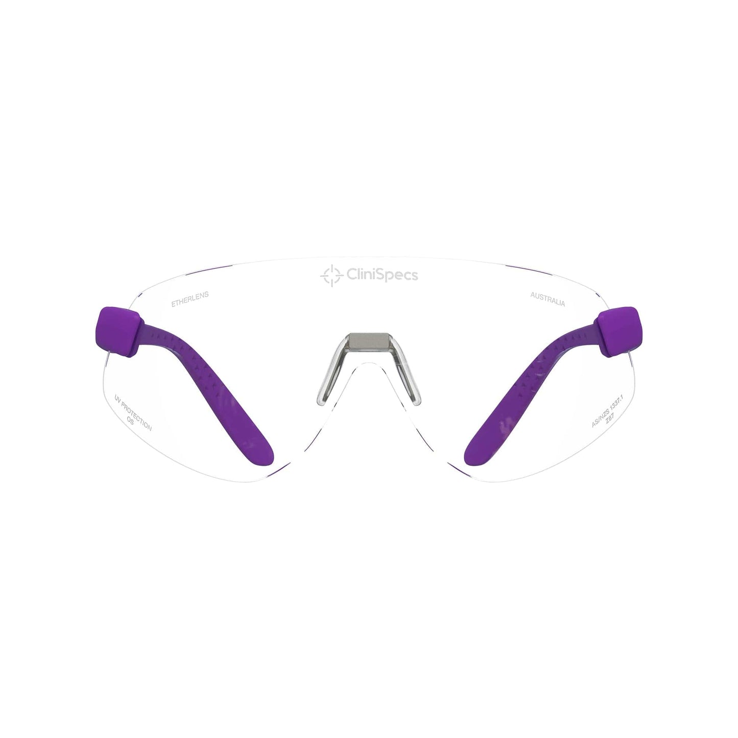 CliniSpecs Medical Safety Glasses Noble Purple with Silver Nose