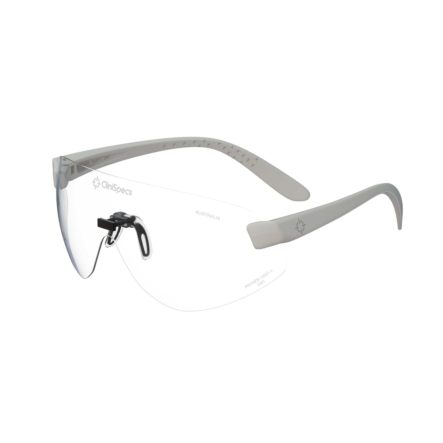 CliniSpecs Medical Safety Glasses Optic White with Black Nose