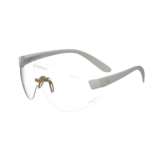 CliniSpecs Medical Safety Glasses Optic White with Gold Nose