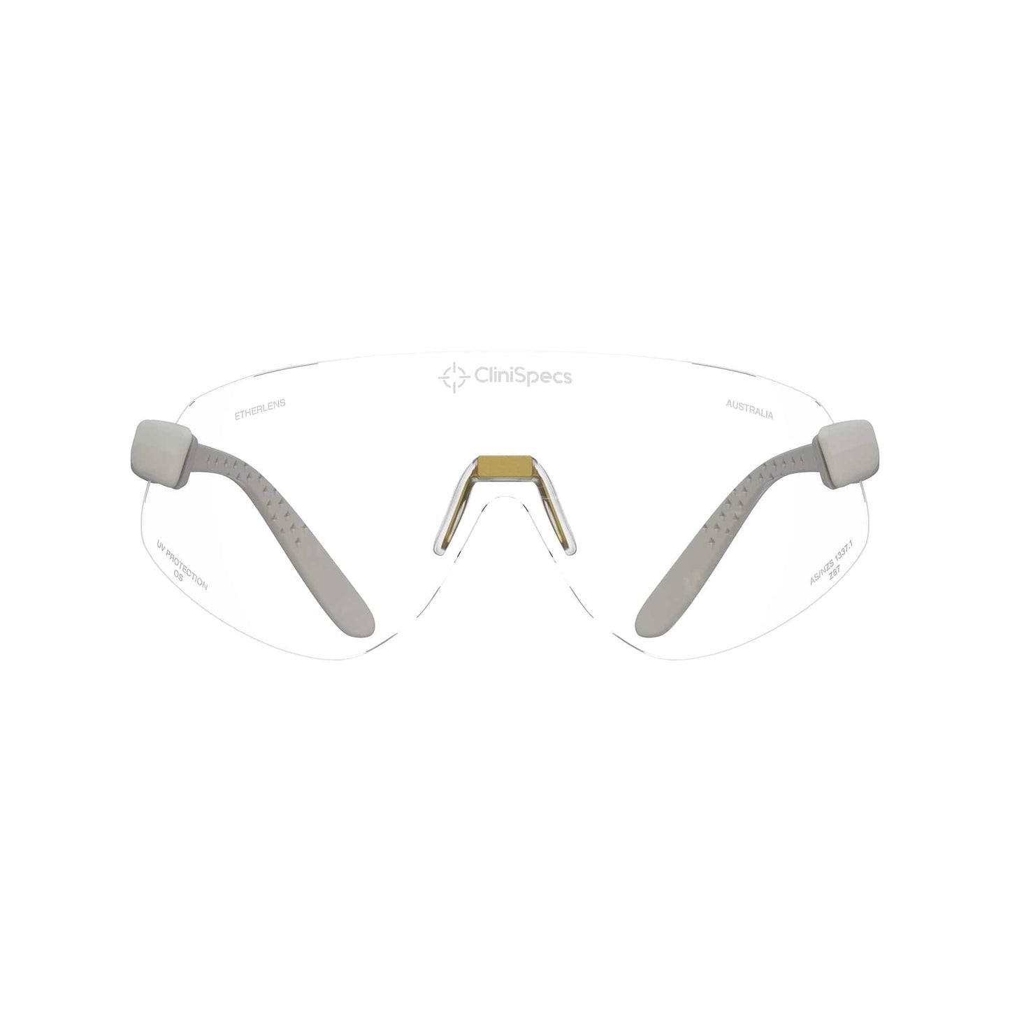 CliniSpecs Medical Safety Glasses Optic White with Gold Nose