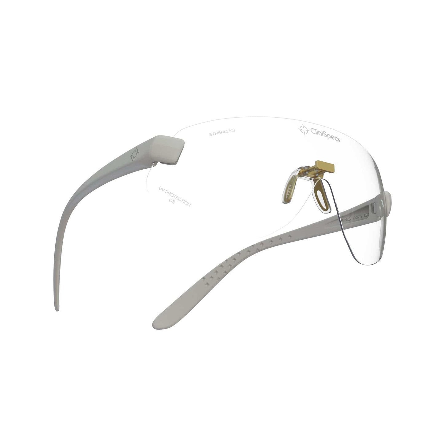 CliniSpecs Medical Safety Glasses Optic White with Gold Nose