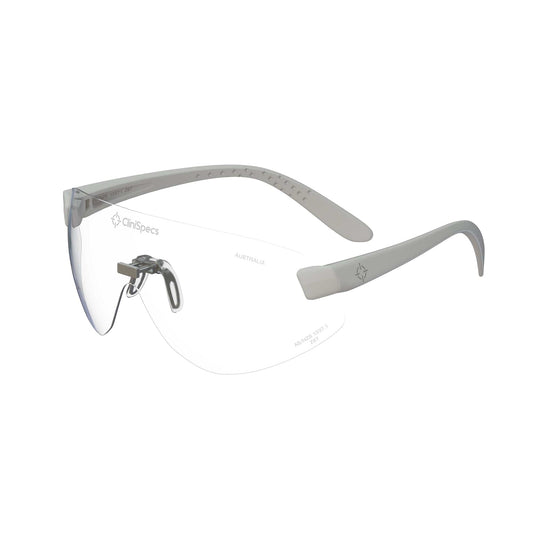 CliniSpecs Medical Safety Glasses Optic White with Silver Nose