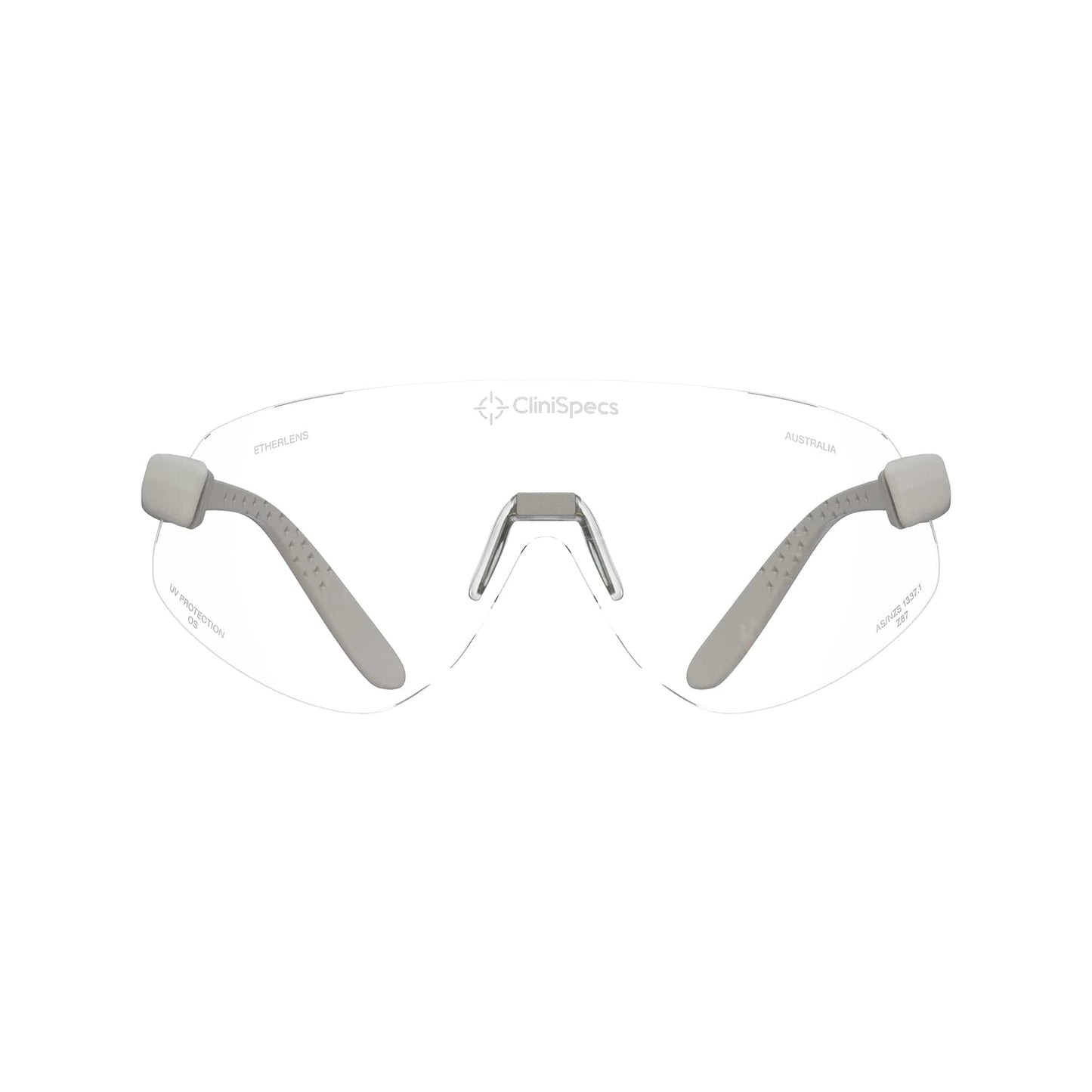 CliniSpecs Medical Safety Glasses Optic White with Silver Nose