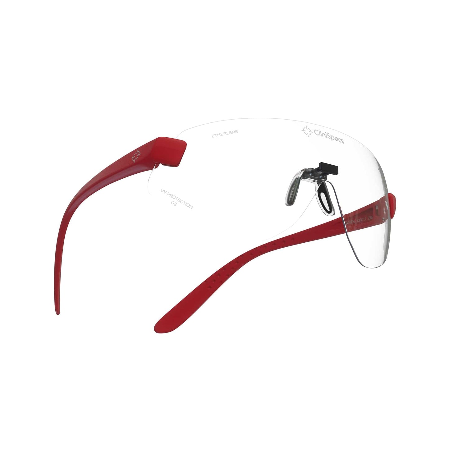 CliniSpecs Medical Safety Glasses Opulent Red with Black Nose