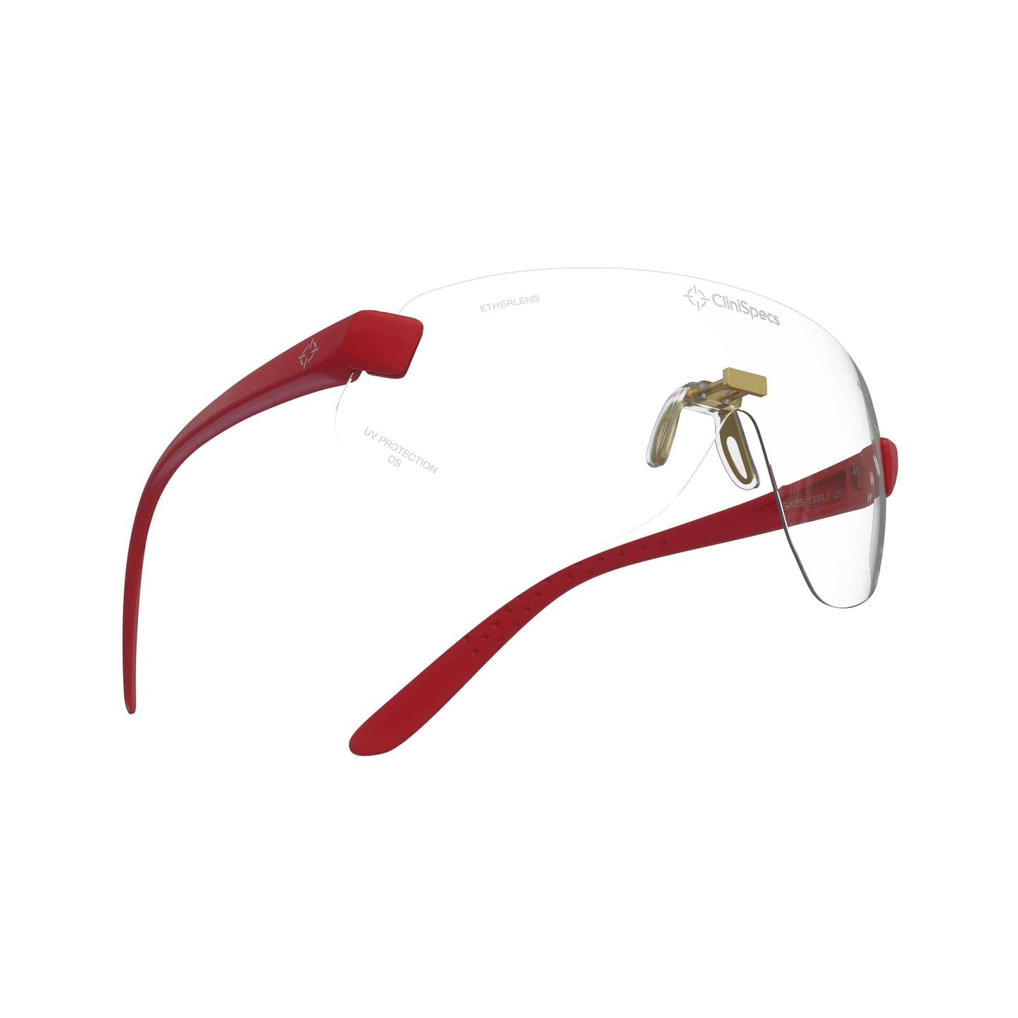 CliniSpecs Medical Safety Glasses Opulent Red with Gold Nose
