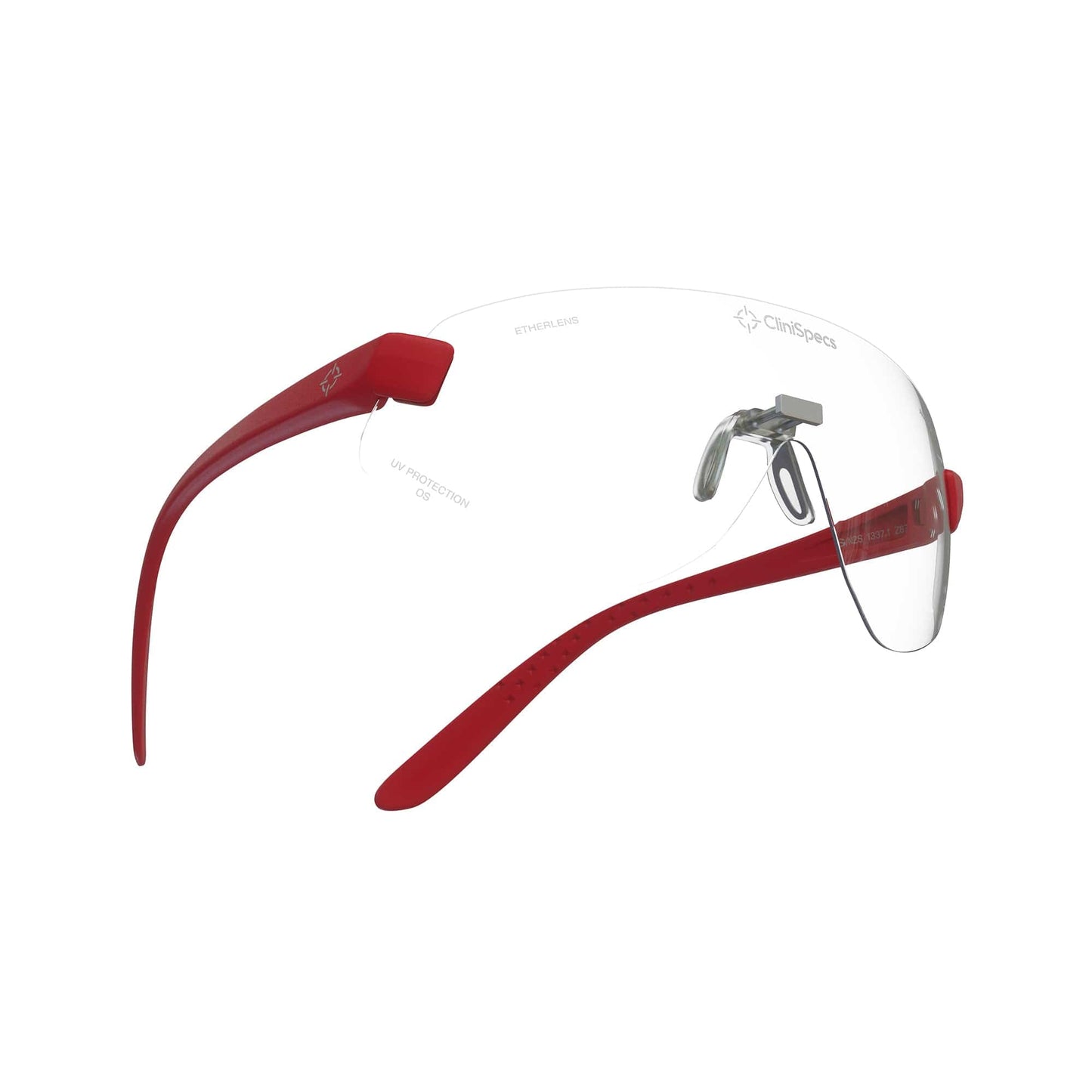 CliniSpecs Medical Safety Glasses Opulent Red with Silver Nose