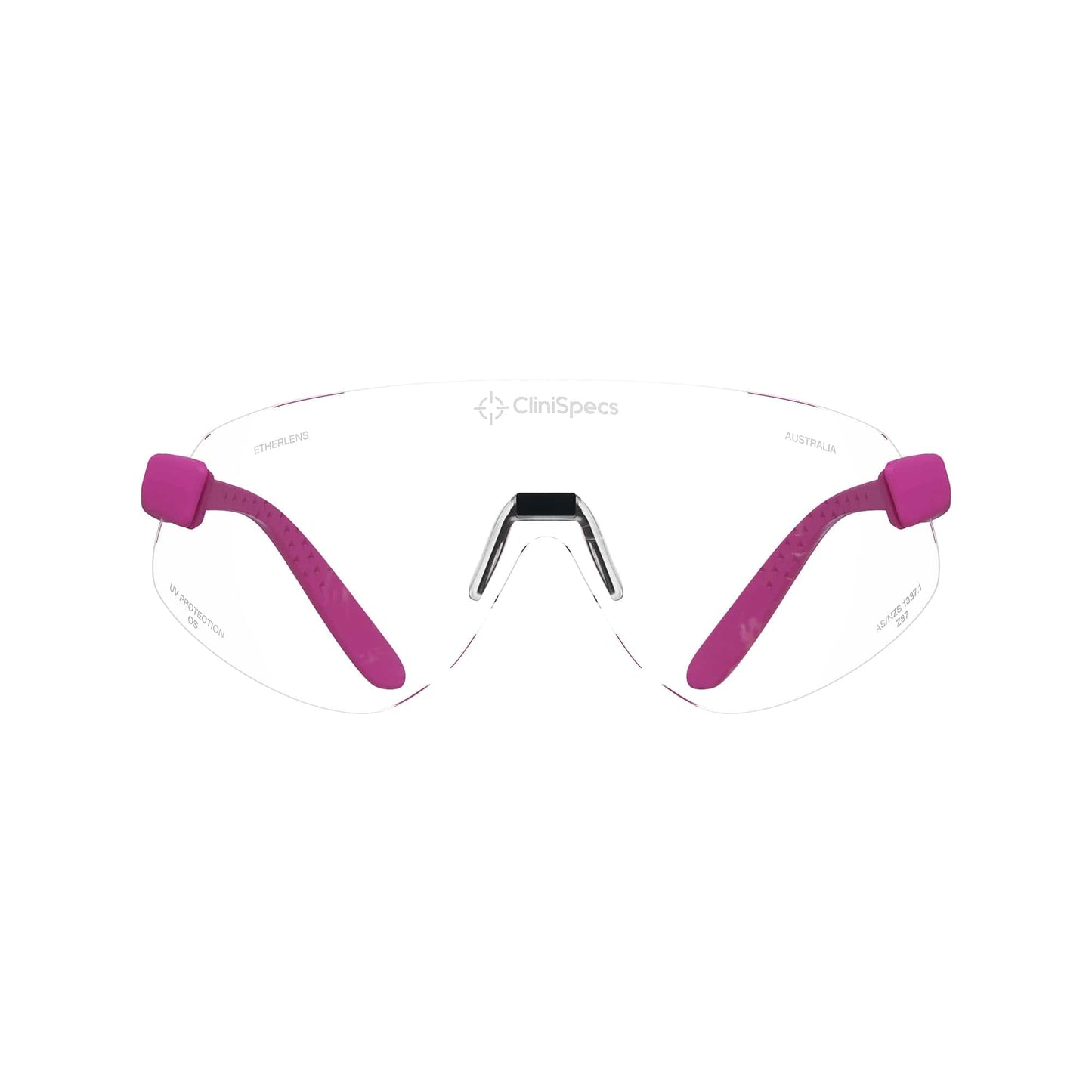 CliniSpecs Medical Safety Glasses Pulse Pink with Black Nose