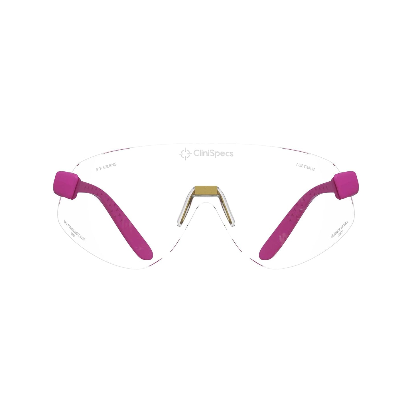 CliniSpecs Medical Safety Glasses Pulse Pink with Gold Nose