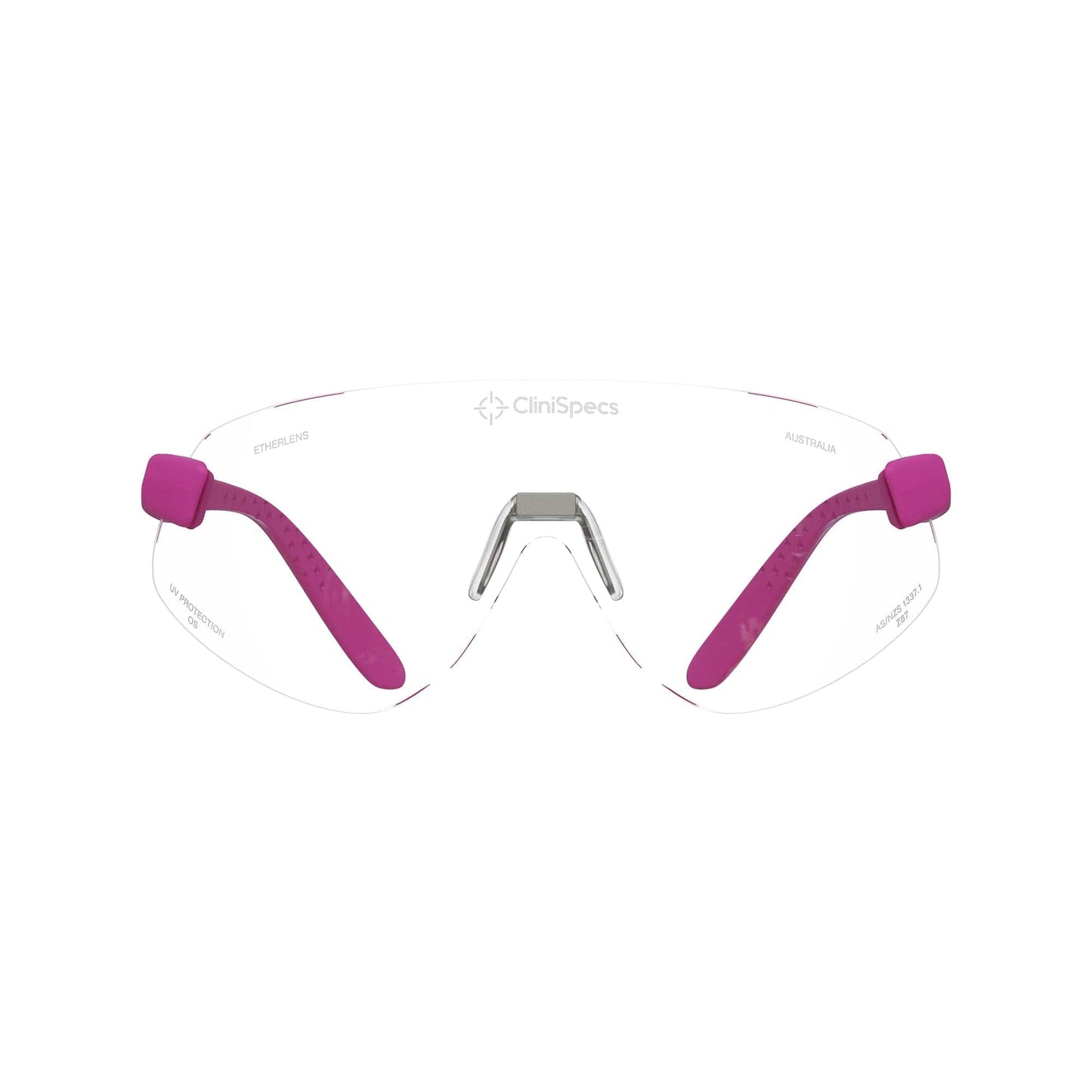 CliniSpecs Medical Safety Glasses Pulse Pink with Silver Nose