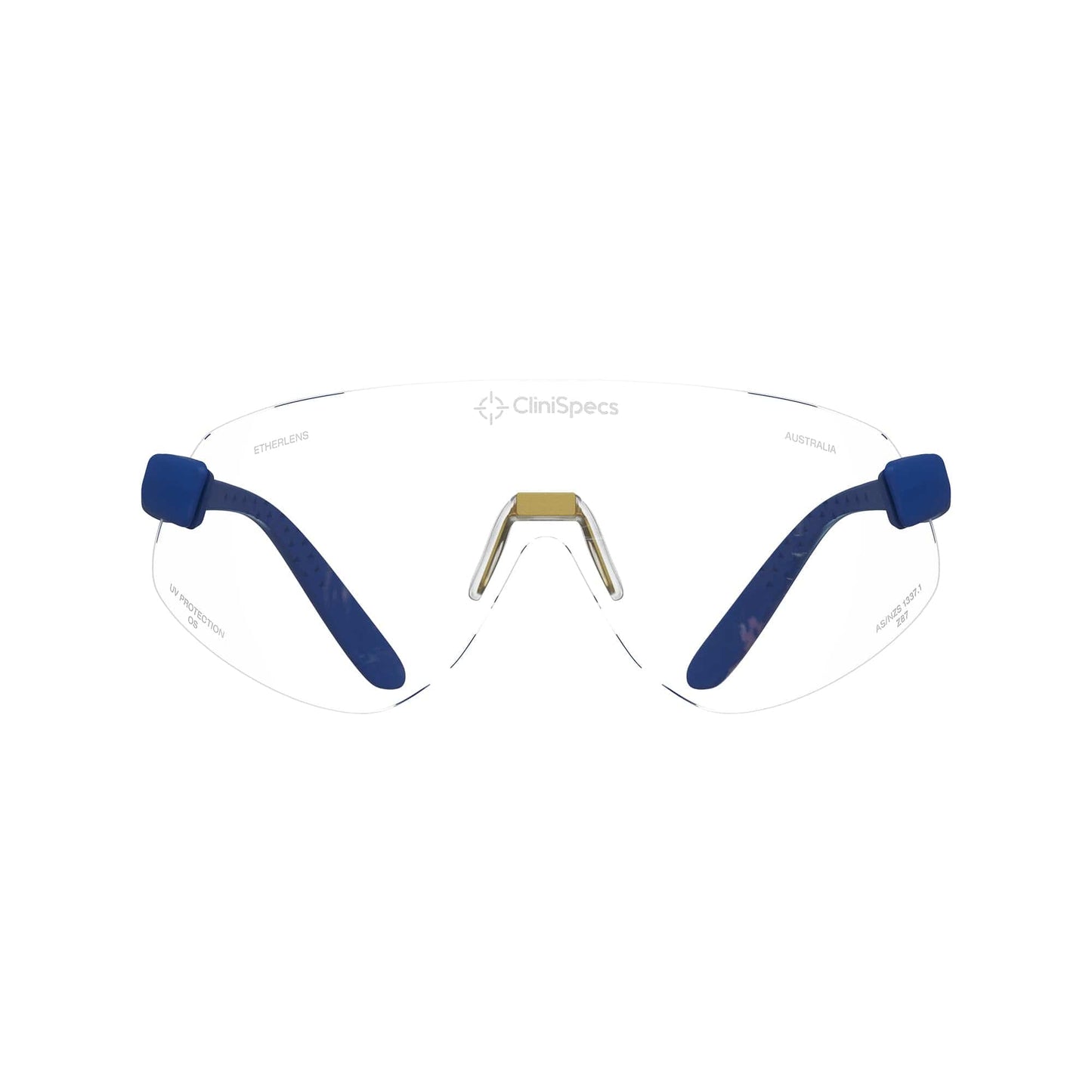 CliniSpecs Medical Safety Glasses Regal Navy with Gold Nose