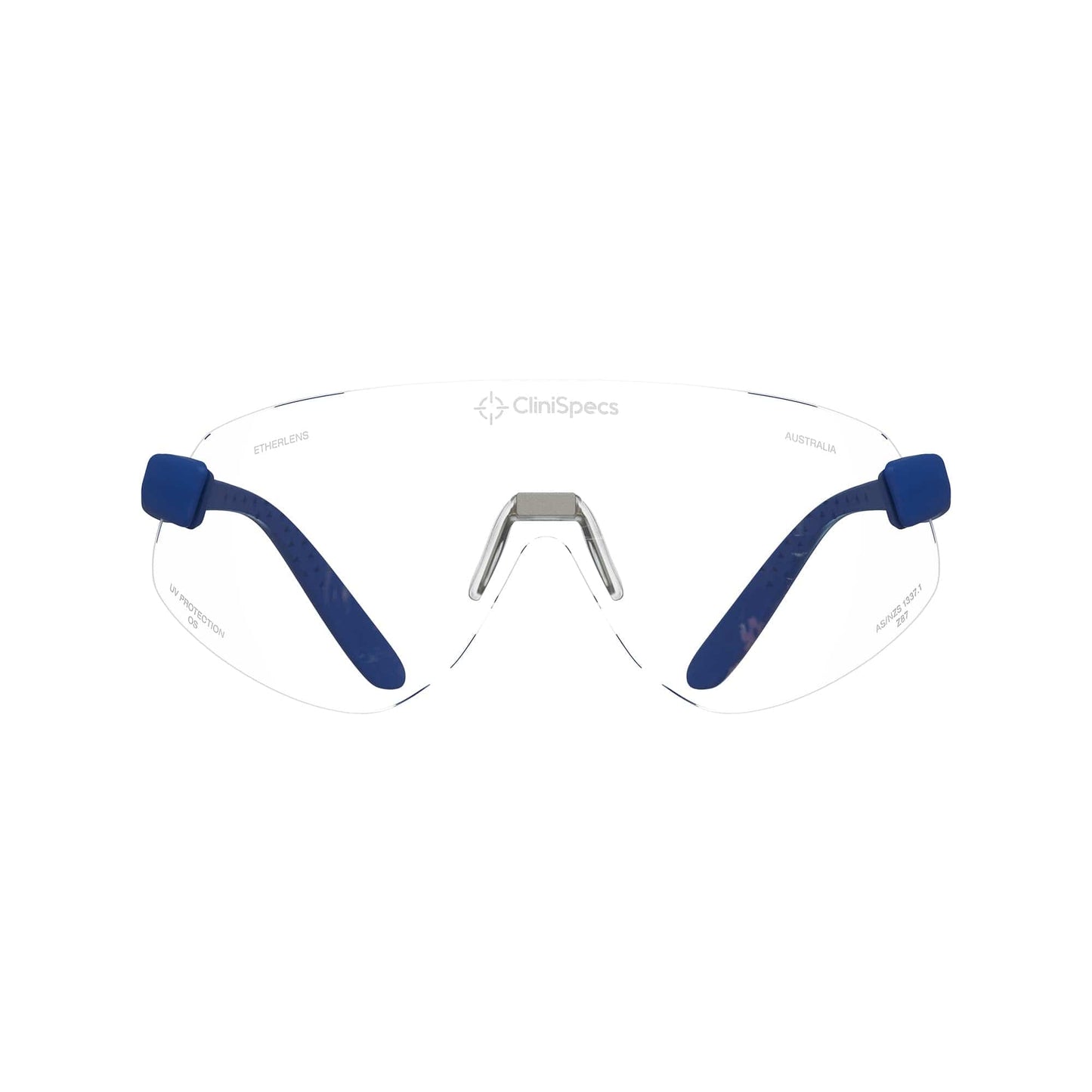 CliniSpecs Medical Safety Glasses Regal Navy with Silver Nose