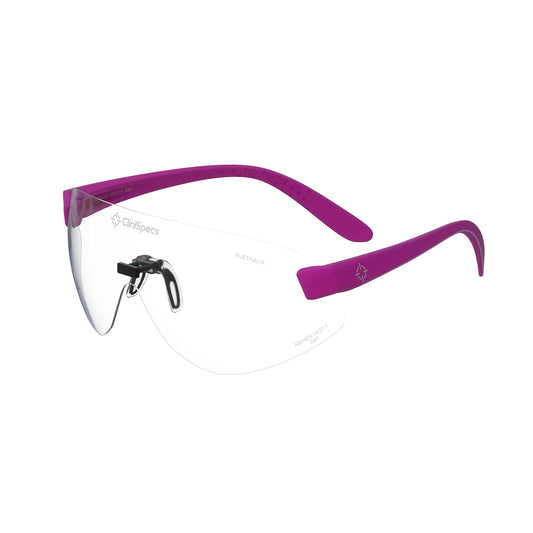CliniSpecs Medical Safety Glasses Spectra Magenta with Black Nose