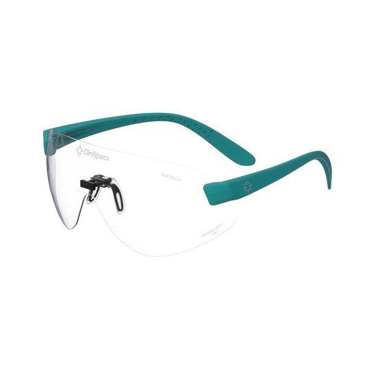 CliniSpecs Medical Safety Glasses Vector Teal with Black Nose