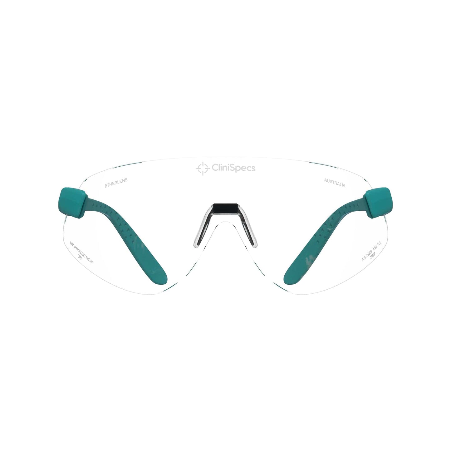 CliniSpecs Medical Safety Glasses Vector Teal with Black Nose