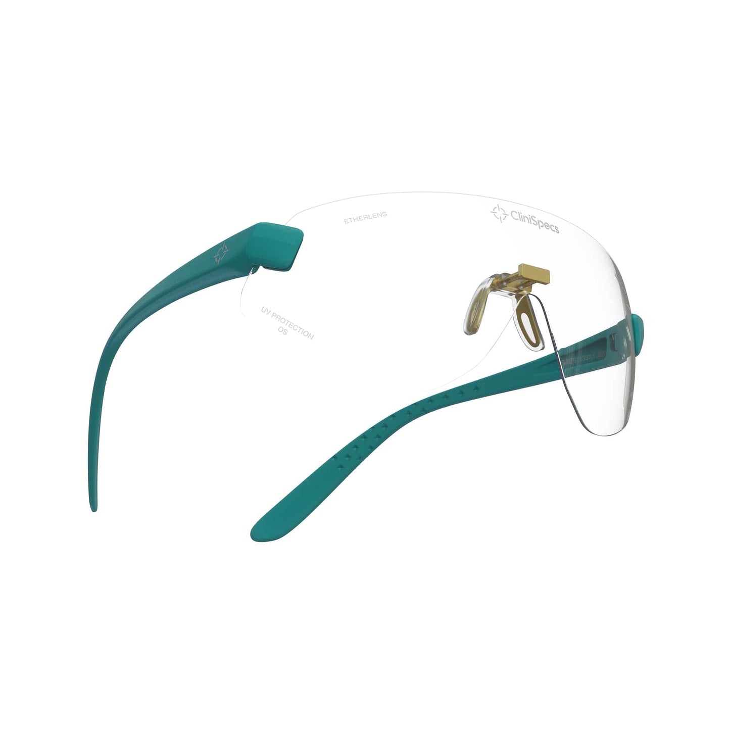 CliniSpecs Medical Safety Glasses Vector Teal with Gold Nose