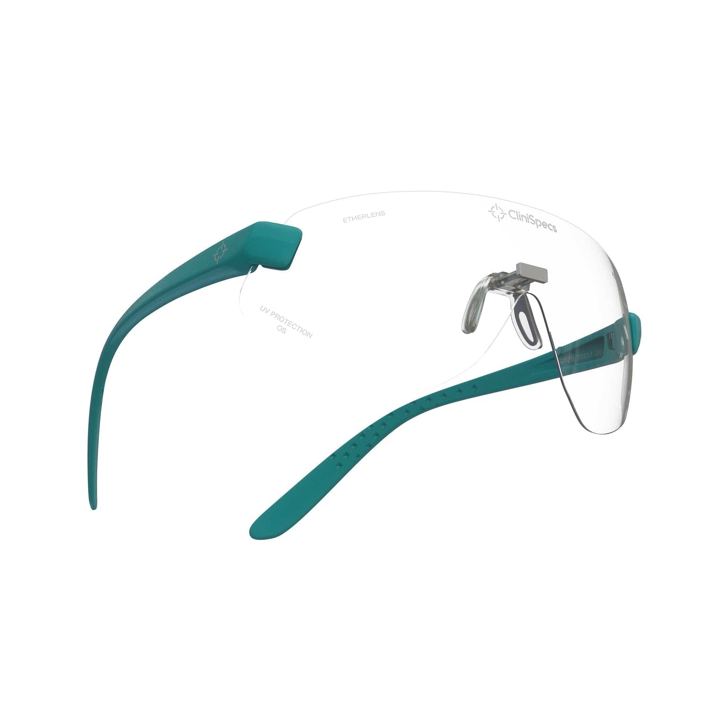 CliniSpecs Medical Safety Glasses Vector Teal with Silver Nose