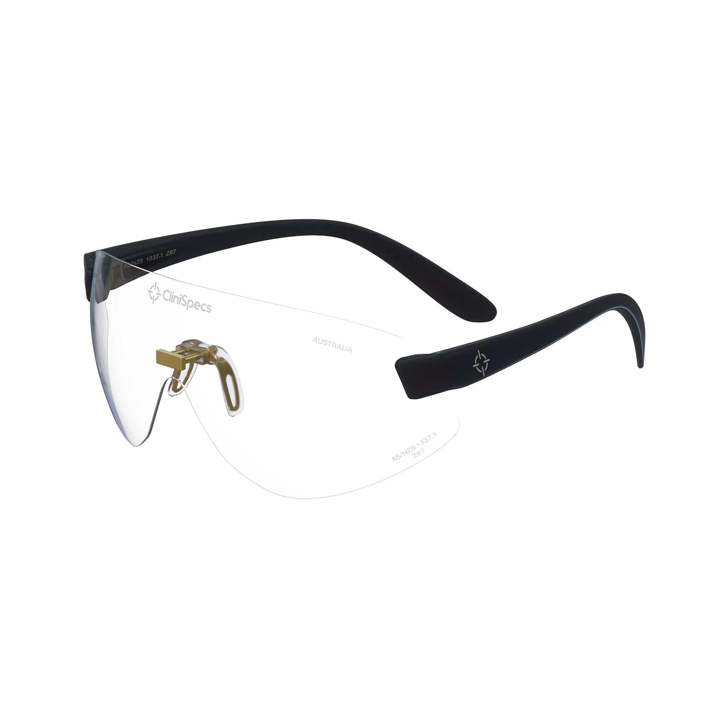 CliniSpecs Medical Safety Glasses Velvet Black with Gold Nose
