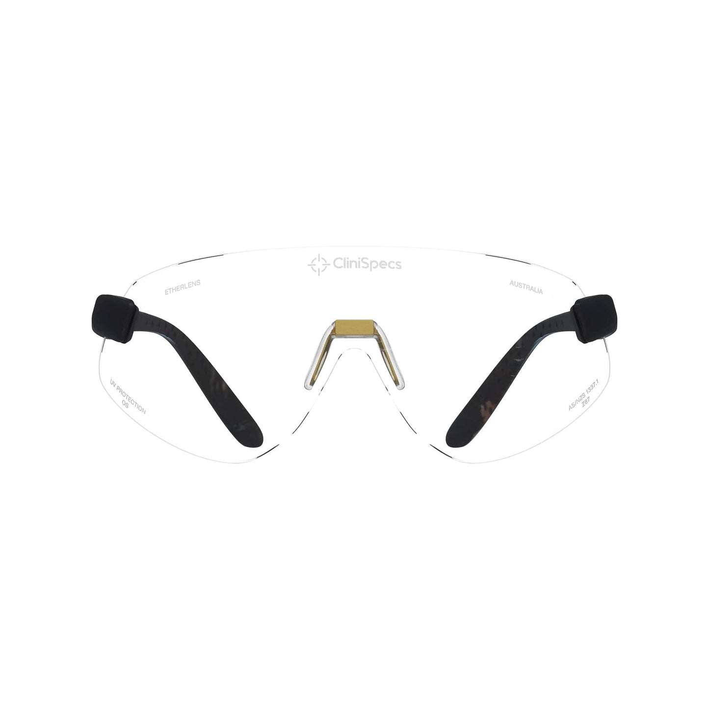 CliniSpecs Medical Safety Glasses Velvet Black with Gold Nose