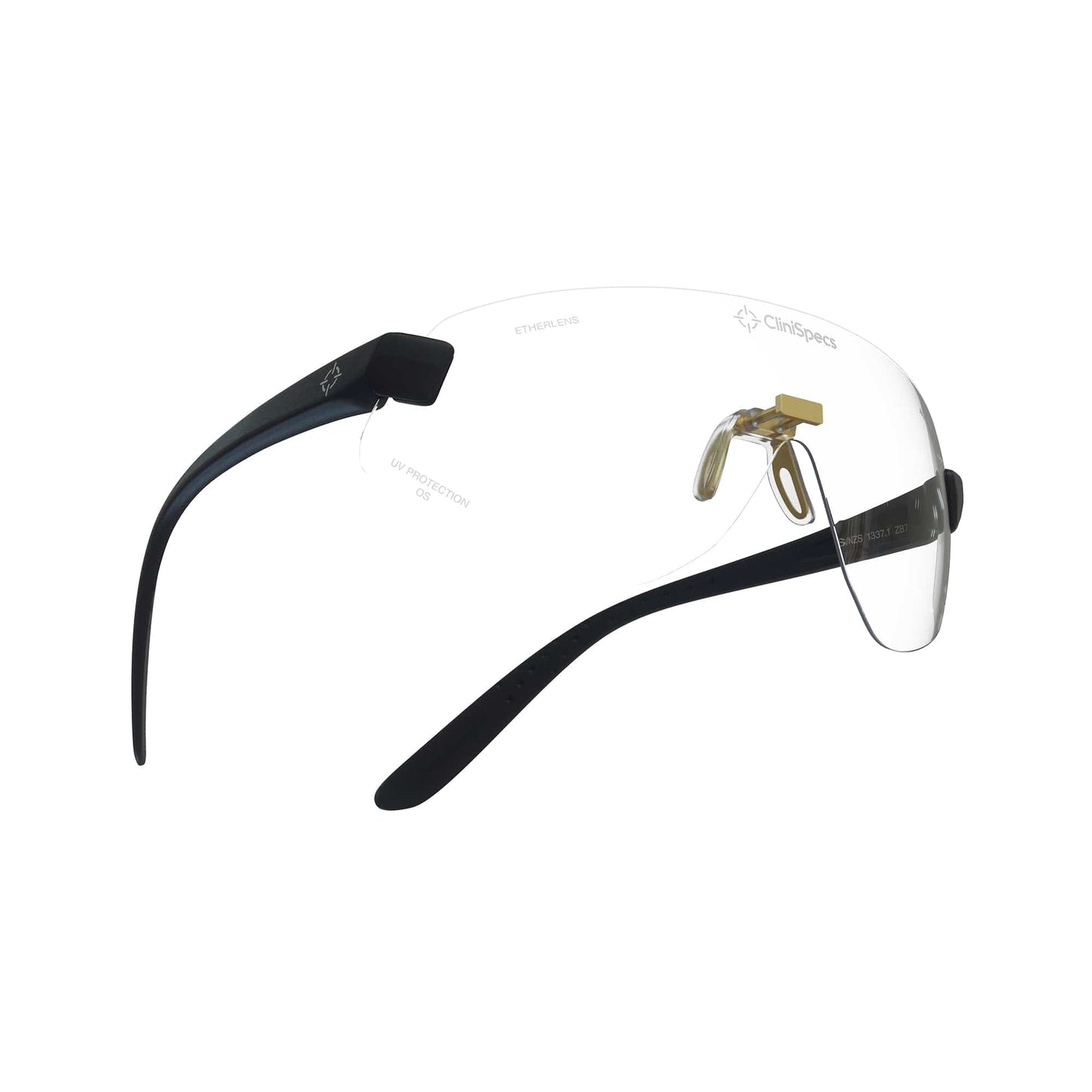 CliniSpecs Medical Safety Glasses Velvet Black with Gold Nose