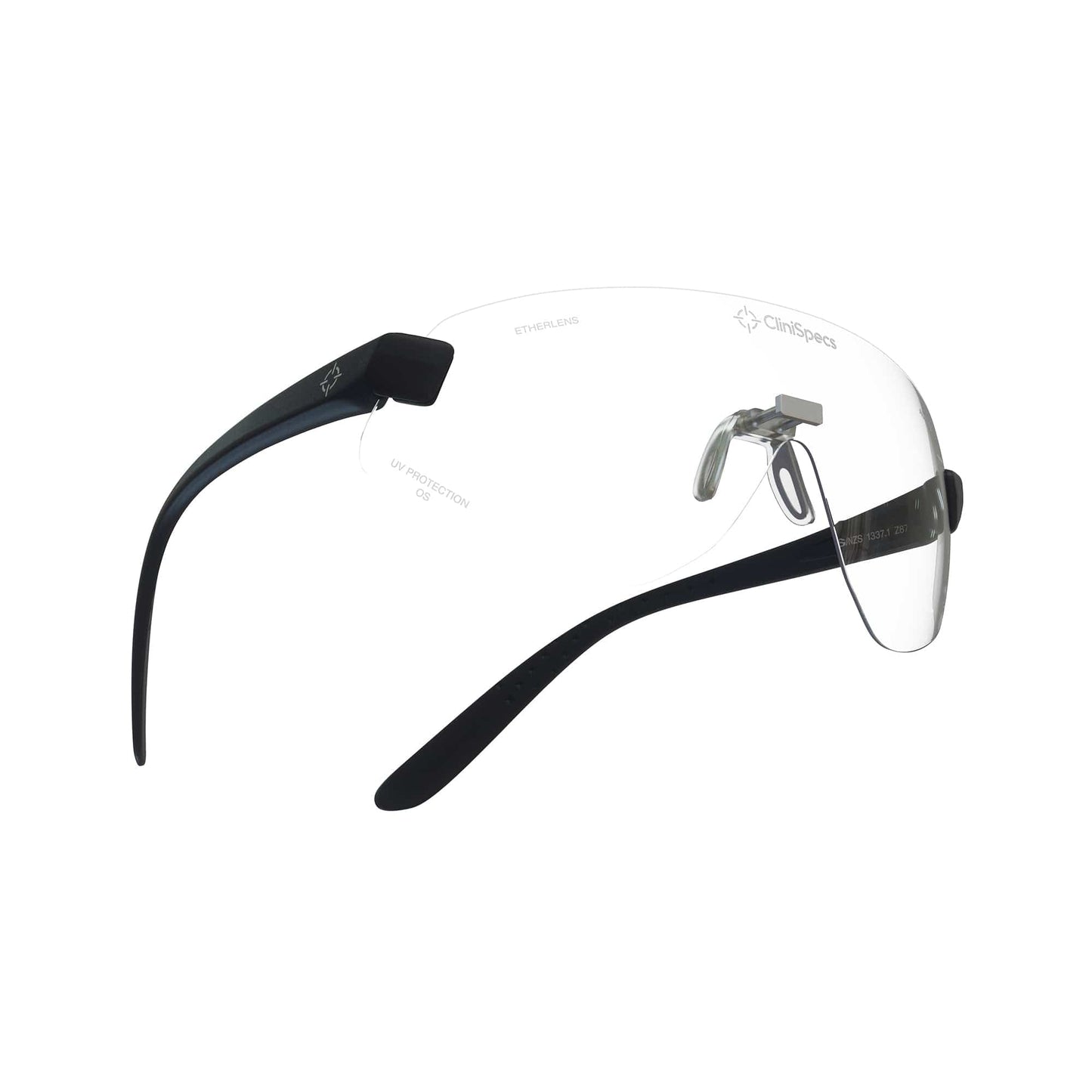 CliniSpecs Medical Safety Glasses Velvet Black with Silver Nose